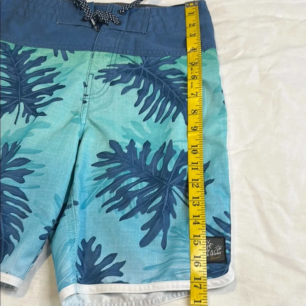 Rip Curl Blue and Green Board Shorts with Tropical Print